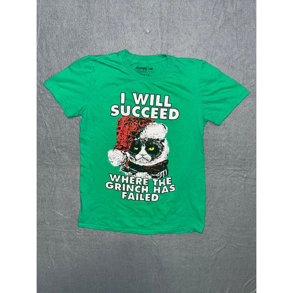 Grumpy Cat Christmas Tee Green Succeed Where Grinch Failed Small Ripple Junction